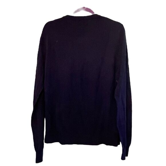 Y2K Merona Sweater Navy Blue Knit Long Sleeve V-neck Pull-Over M - Picture 2 of 4